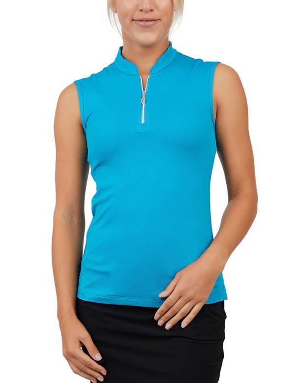 Sofibella Women's Mock Neck Sleeveless 1/4 Zip Top