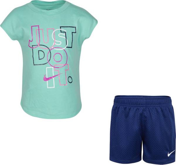 Nike Little Girls' Just Do It Glitter Graphic T-Shirt and Shorts Set