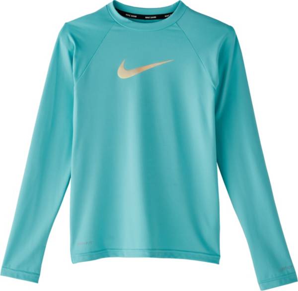 Nike Girls' Iridescent Swoosh Long Sleeve Rash Guard