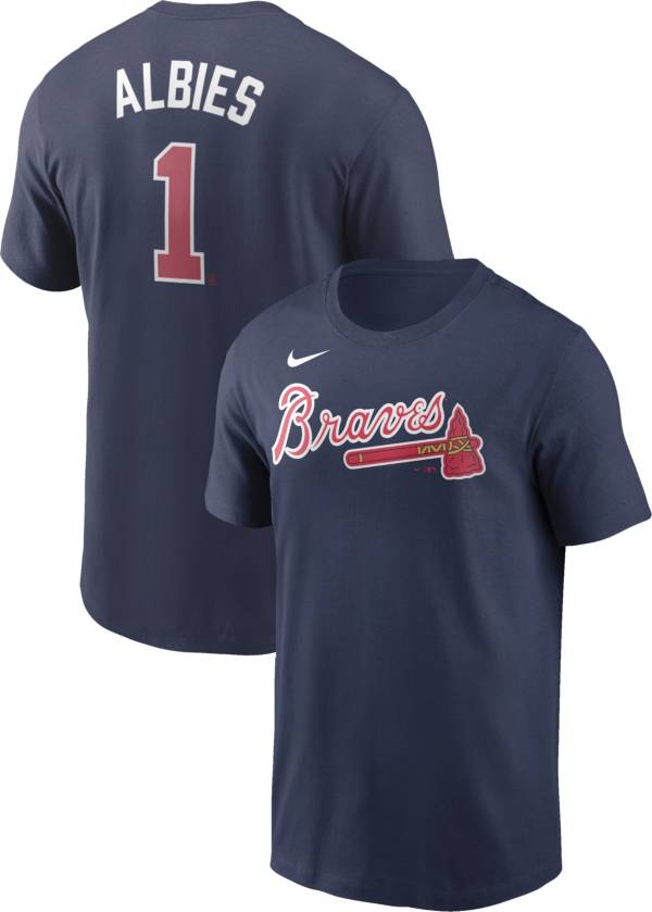 Nike Men's Atlanta Braves Ozzie Albies #1 Navy T-Shirt product image