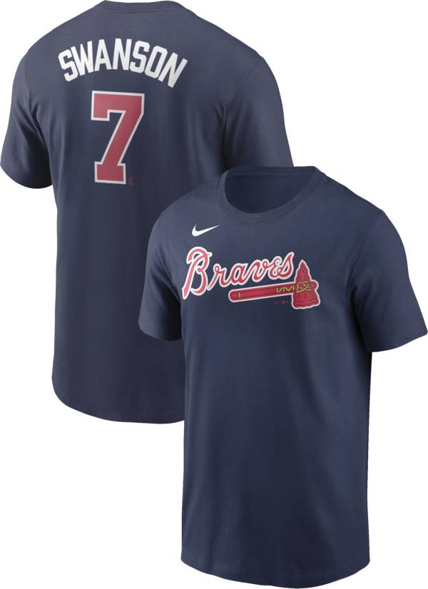 Nike Men's Atlanta Braves Dansby Swanson #7 Navy T-Shirt