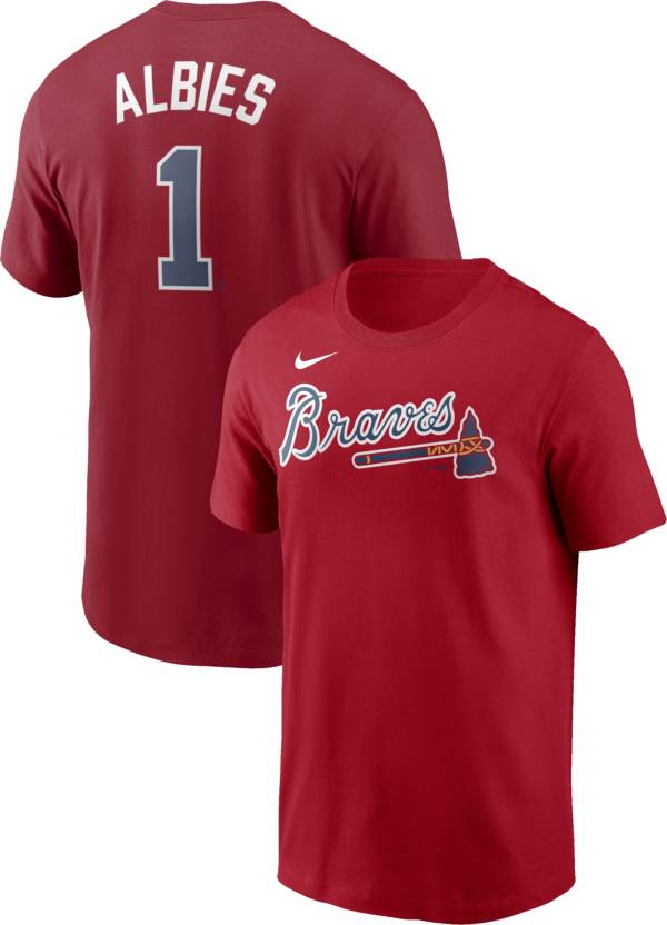 Nike Men's Atlanta Braves Ozzie Albies #1 Red T-Shirt