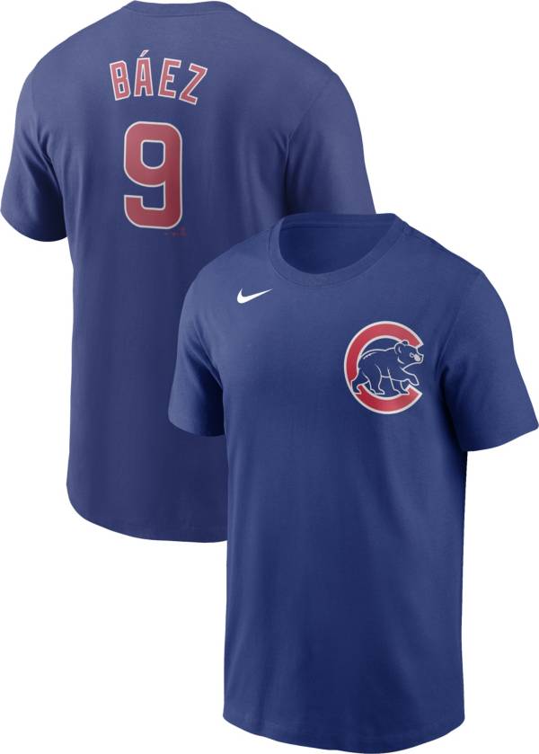 Nike Men's Chicago Cubs Javier Baez #9 Blue T-Shirt