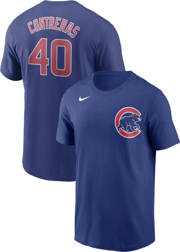 Nike Men's Chicago Cubs Wilson Contreras #40 Blue T-Shirt