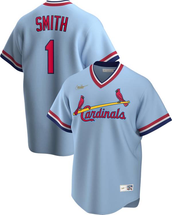 Nike Men's St. Louis Cardinals Ozzie Smith #1 Blue Cooperstown V-Neck Pullover Jersey