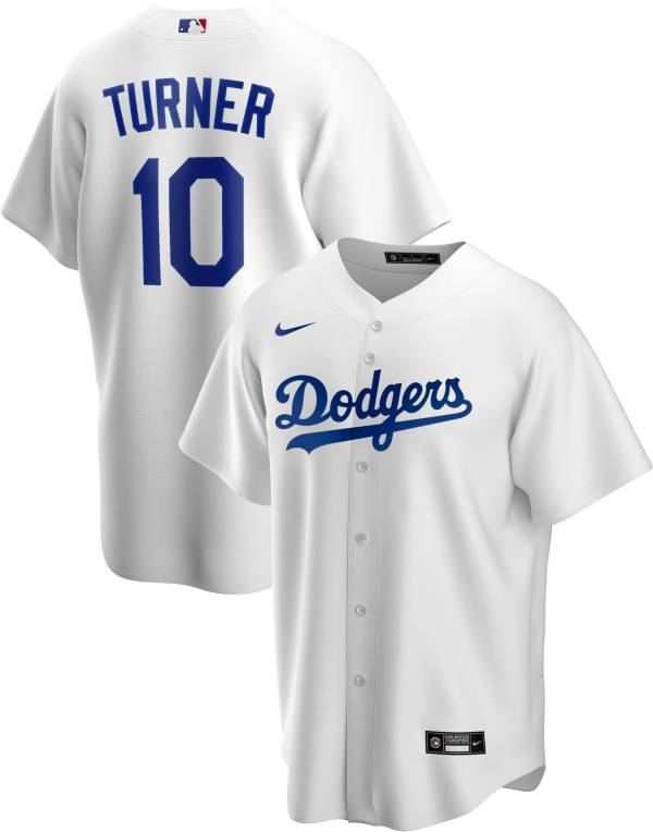 Nike Men's Replica Los Angeles Dodgers Justin Turner #10 White Cool Base Jersey