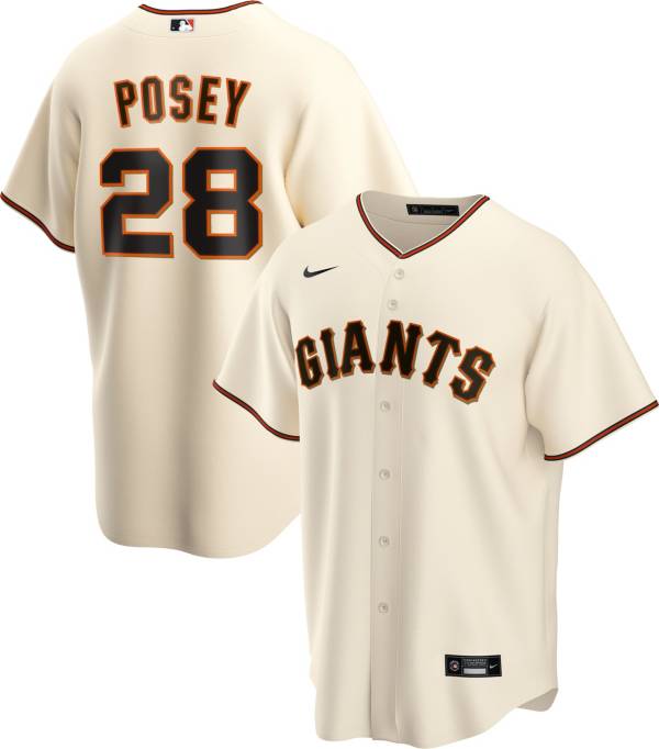 Nike Men's Replica San Francisco Giants Buster Posey #28 Cream Cool Base Jersey