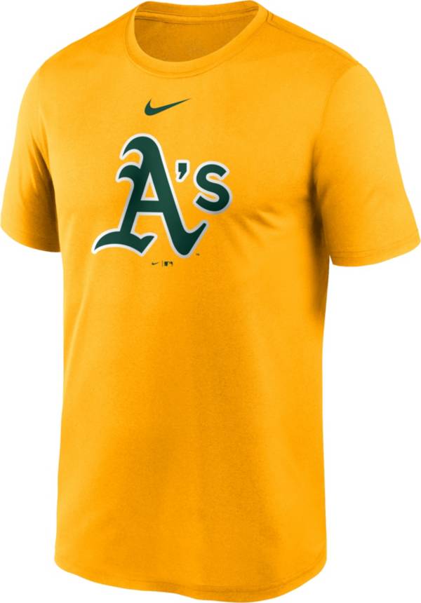 Nike Men's Oakland Athletics Yellow Large Logo Legend Dri-FIT T-Shirt