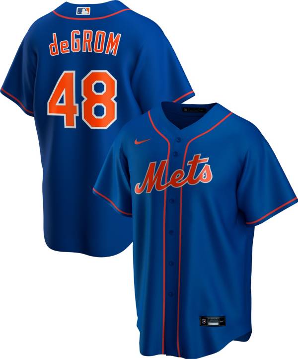 Nike Men's Replica New York Mets Jacob deGrom #48 Blue Cool Base Jersey