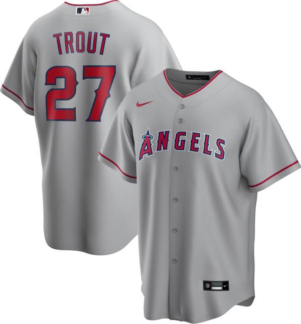 Nike Men's Replica Los Angeles Angels Mike Trout #27 Grey Cool Base Jersey product image