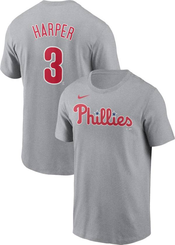 Nike Men's Philadelphia Phillies Bryce Harper #3 Grey T-Shirt