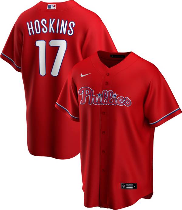 Nike Men's Replica Philadelphia Phillies Rhys Hoskins #17 Red Cool Base Jersey