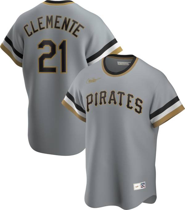 Nike Men's Pittsburgh Pirates Roberto Clemente #21 Grey Cooperstown V-Neck Pullover Jersey product image