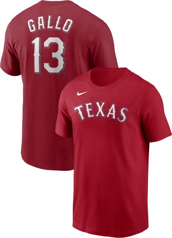 Nike Men's Texas Rangers Joey Gallo #13 Red T-Shirt