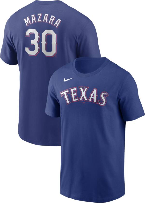 Nike Men's Texas Rangers Nomar Mazara #30 Blue T-Shirt