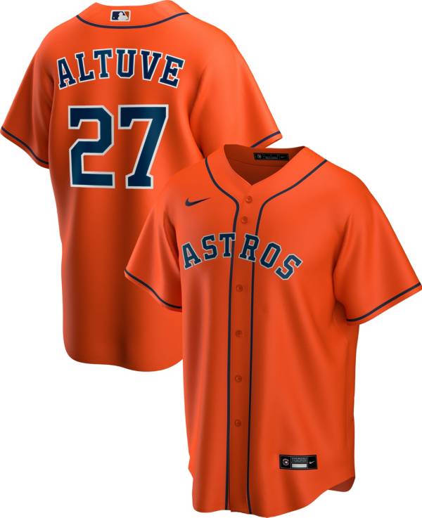 Nike Men's Replica Houston Astros Jose Altuve #27 Orange Cool Base Jersey