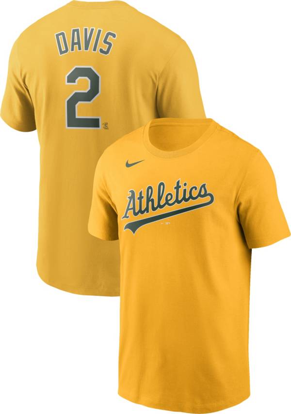 Nike Men's Oakland Athletics Khris Davis #2 Yellow T-Shirt