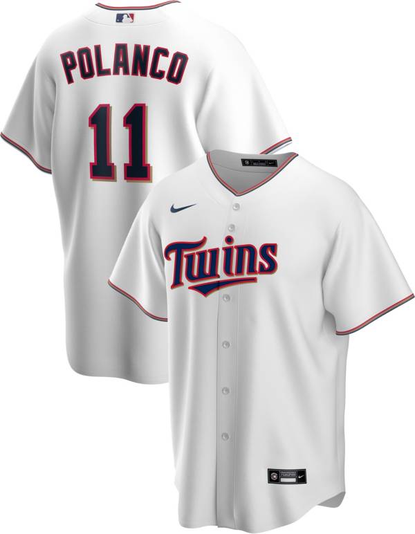 Nike Men's Replica Minnesota Twins Jorge Polanco #11 White Cool Base Jersey