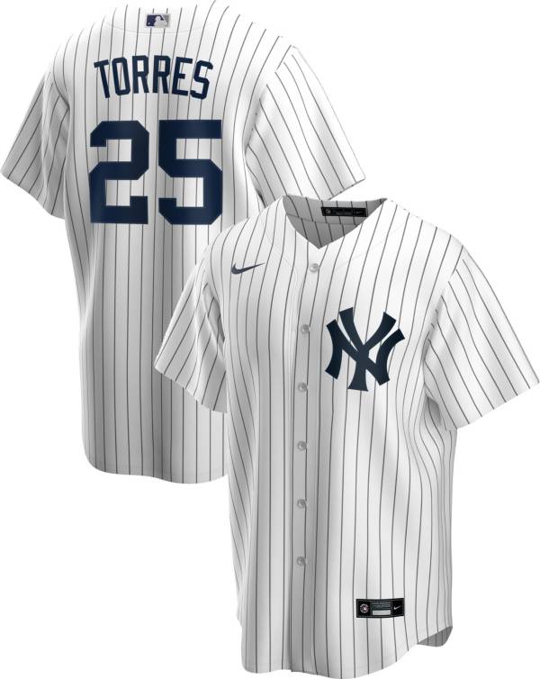 Nike Men's Replica New York Yankees Gleyber Torres #25 White Cool Base Jersey