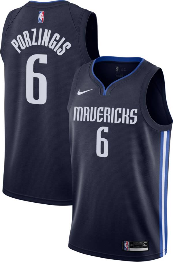 Nike Men's Dallas Mavericks Kristaps Porzingis #6 Navy Dri-FIT Statement Swingman Jersey
