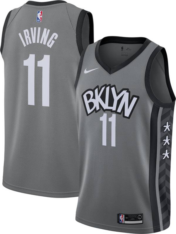 Nike Men's Brooklyn Nets Kyrie Irving #11 Grey Dri-FIT Statement Swingman Jersey