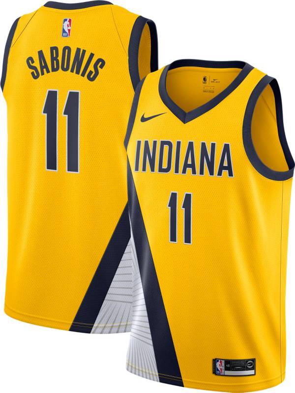 Nike Men's Indiana Pacers Domantas Sabonis #11 Yellow Statement Dri-FIT Swingman Jersey