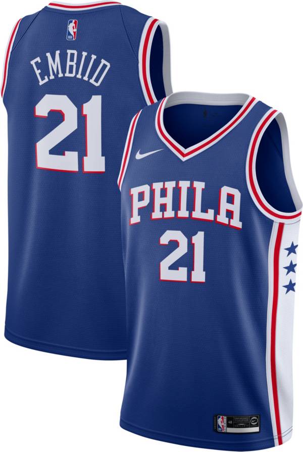 Nike Men's Philadelphia 76ers Joel Embiid #21 Royal Dri-FIT Swingman Jersey