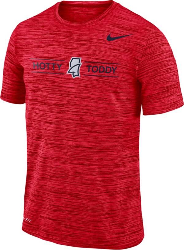 Nike Men's Ole Miss Rebels Red Velocity ‘Hotty Toddy' Football T-Shirt