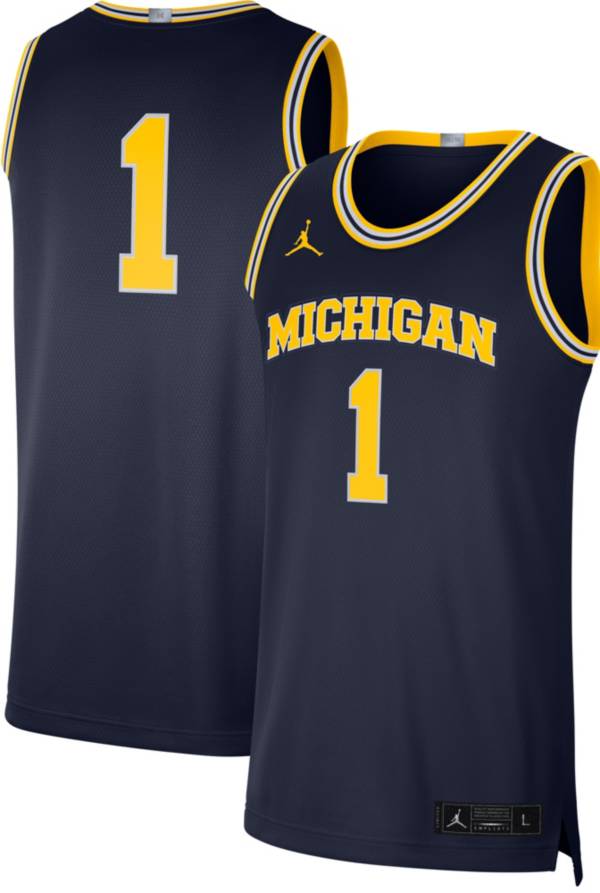 Jordan Men's Michigan Wolverines #1 Blue Limited Basketball Jersey