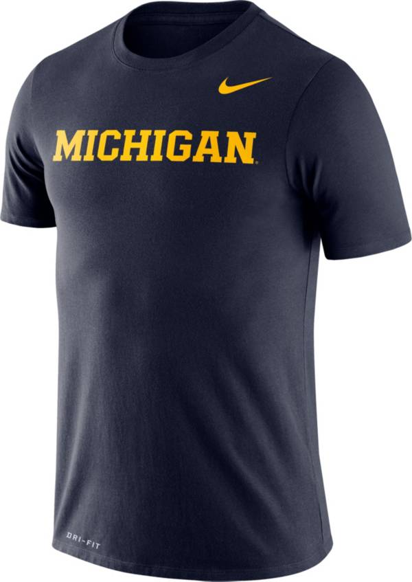 Nike Men's Michigan Wolverines Blue Dri-FIT Legend Word T-Shirt