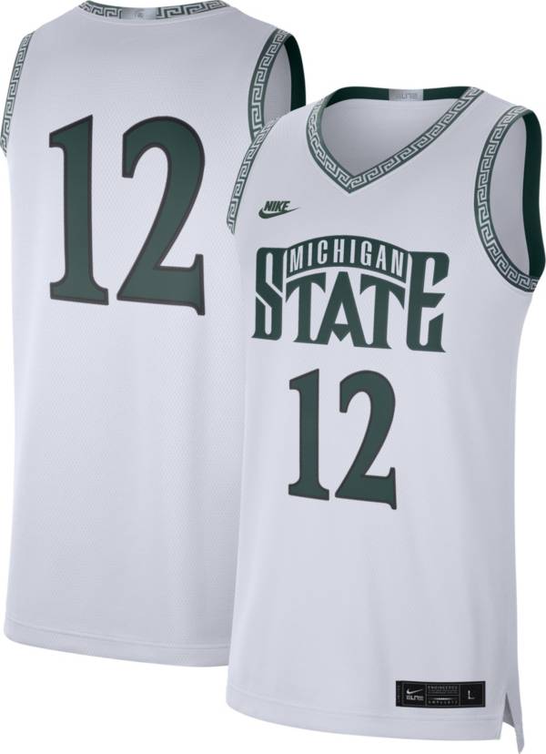 Nike Men's Michigan State Spartans #12 Limited Throwback Basketball White Jersey