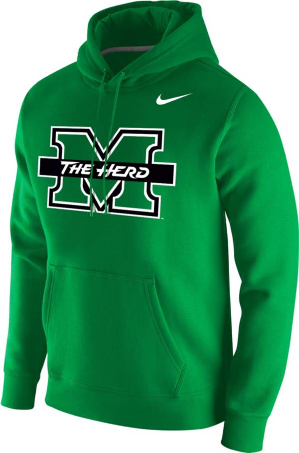 Nike Men's Marshall Thundering Herd Green Club Fleece Pullover Hoodie