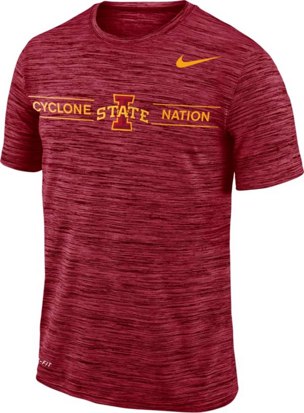 Nike Men's Iowa State Cyclones Cardinal Velocity ‘Cyclone Nation' Football T-Shirt