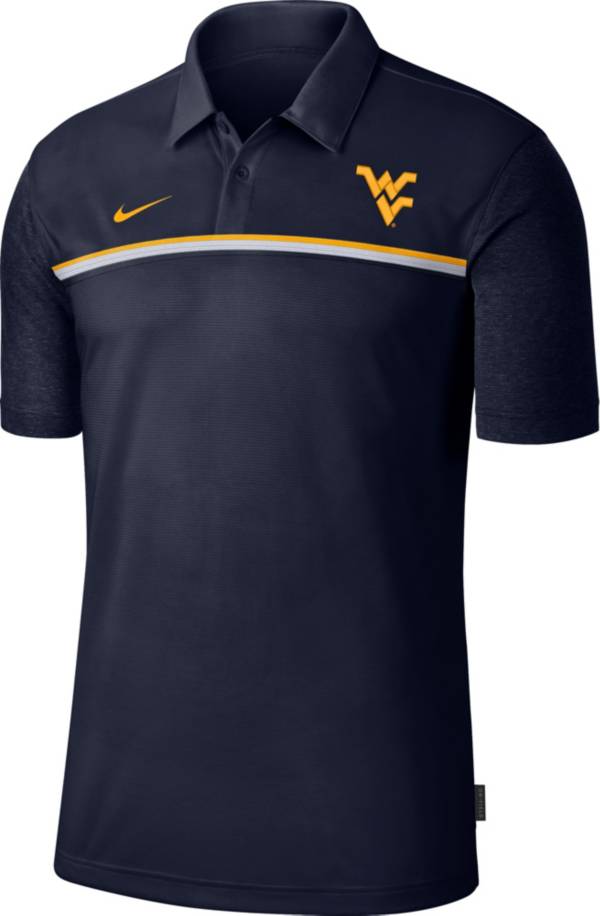 Nike Men's West Virginia Mountaineers Blue Dri-FIT Football Sideline Polo