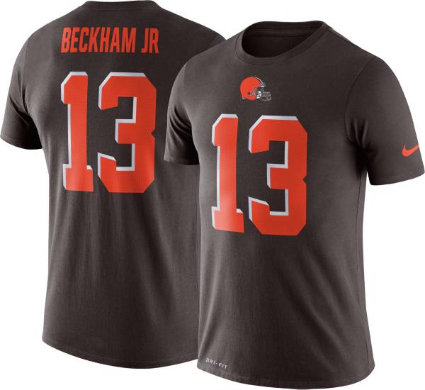 Nike Men's Cleveland Browns Odell Beckham Jr. #13 Logo Brown T-Shirt