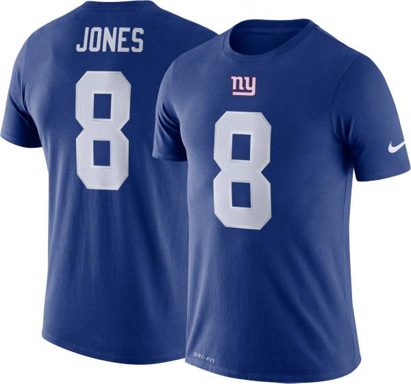 Nike Men's New York Giants Daniel Jones #8 Logo Blue T-Shirt