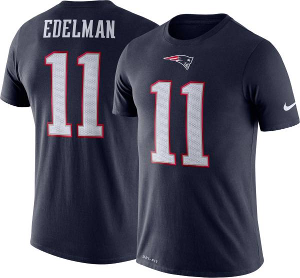 Nike Men's New England Patriots Julian Edelman #11 Logo Navy T-Shirt