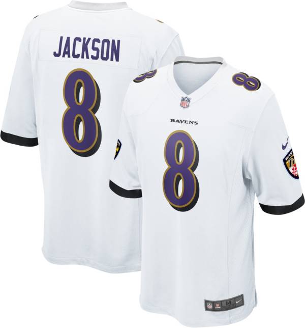 Nike Men's Baltimore Ravens Lamar Jackson #8 White Game Jersey