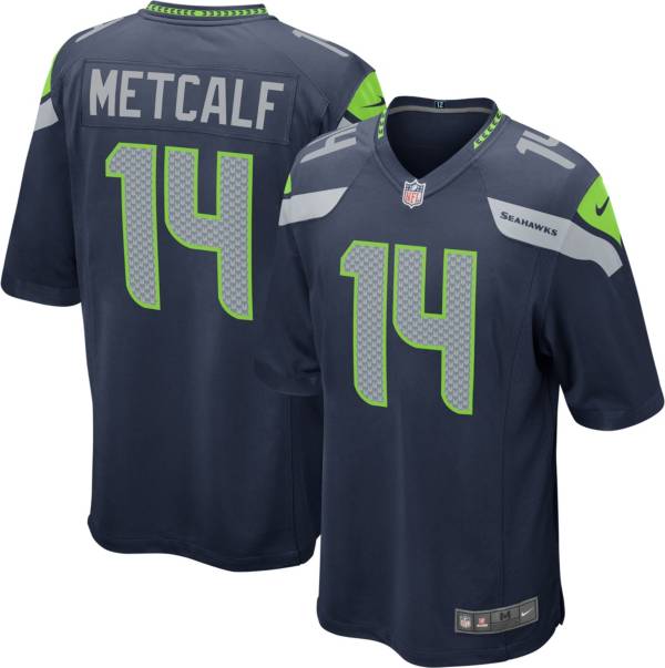 Nike Men's Seattle Seahawks D.K. Metcalf #14 Navy Game Jersey