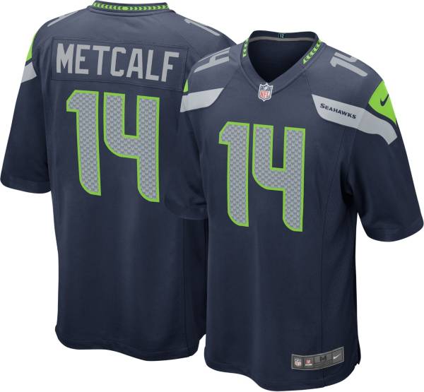 واجهة زجاج Nike Men's Seattle Seahawks D.K. Metcalf #14 Navy Game Jersey واجهة زجاج