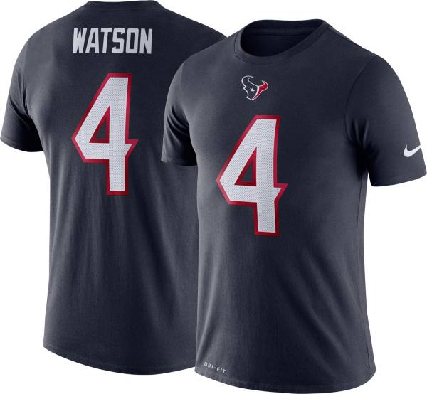 Nike Men's Houston Texans Deshaun Watson #4 Logo Navy T-Shirt