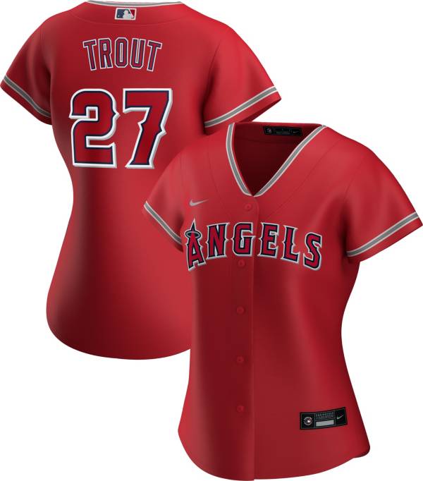 Nike Women's Replica Los Angeles Angels Mike Trout #27 Cool Base Red Jersey