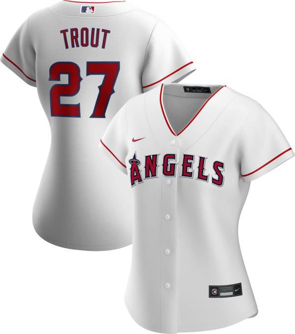 Nike Women's Replica Los Angeles Angels Mike Trout #27 Cool Base White Jersey