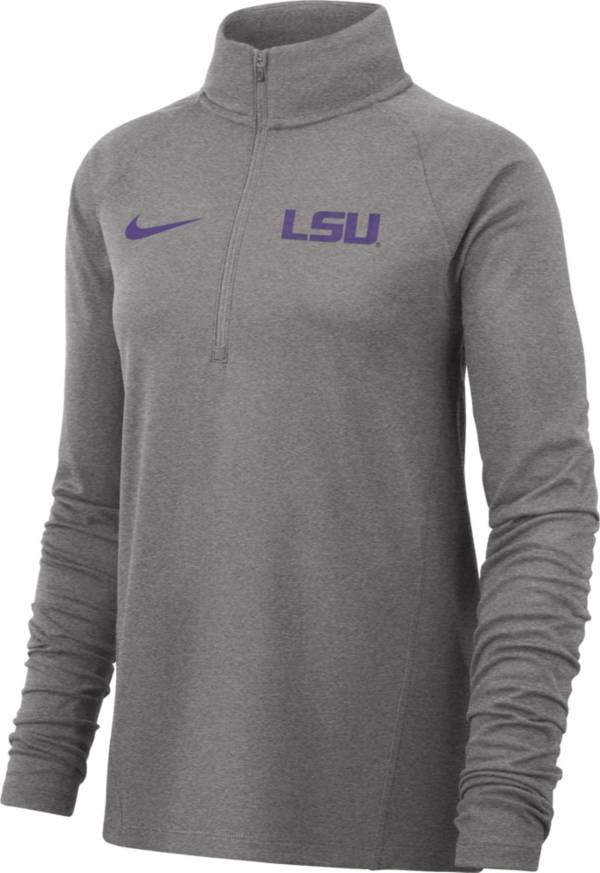 Nike Women's LSU Tigers Grey Half-Zip Pullover Shirt