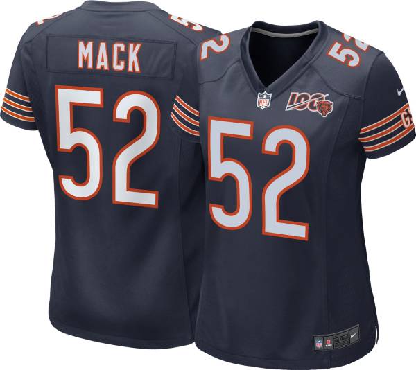 Nike Women's Chicago Bears Khalil Mack #52 100th Navy Game Jersey