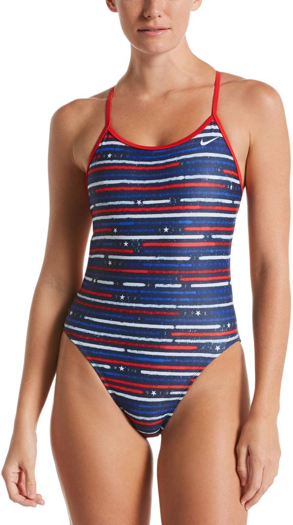 Nike Women's Americana Cut-Out Tie Back One Piece Swimsuit