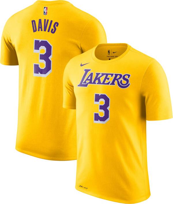 Nike Youth Los Angeles Lakers Anthony Davis #3 Dri-FIT Gold T-Shirt