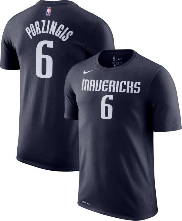 Nike Youth Dallas Mavericks Kristaps Porzingis #6 Dri-FIT Statement Navy T-Shirt