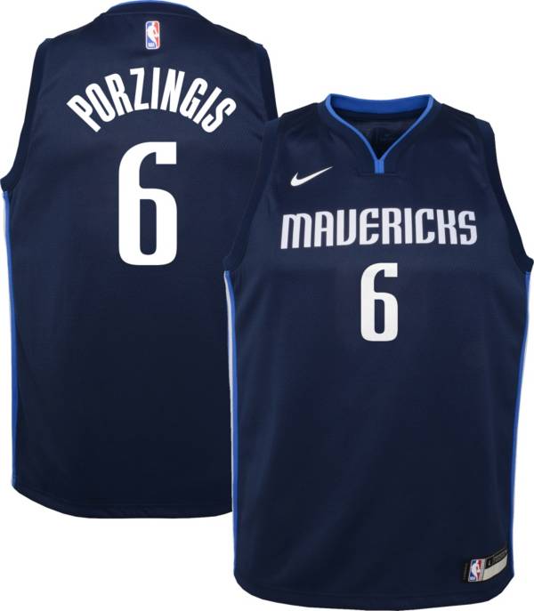 Nike Youth Dallas Mavericks Kristaps Porzingis #6 Navy Dri-FIT Statement Swingman Jersey