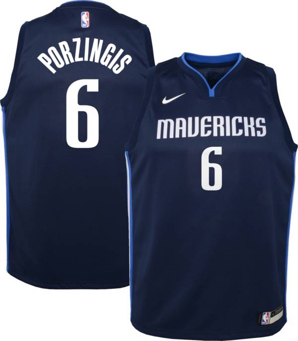 Nike Youth Dallas Mavericks Kristaps Porzingis #6 Navy Dri-FIT Statement Swingman Jersey product image